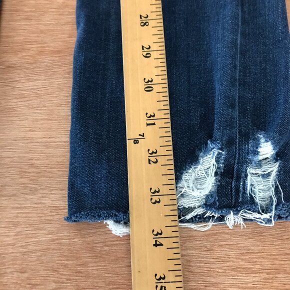 Frame Le High Straight Jeans Women 24 Blue Mid Rise Distressed Raw Hem Preppy - Picture 7 of 14